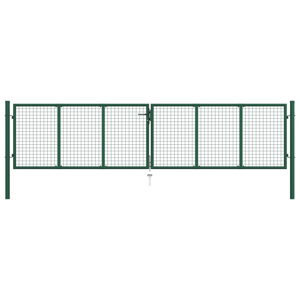 Hageport i stål med netting 400x75 cm grønn