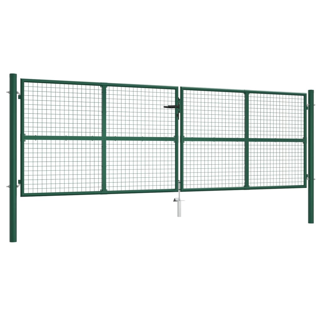 Hageport i stål med netting 400x125 cm grønn