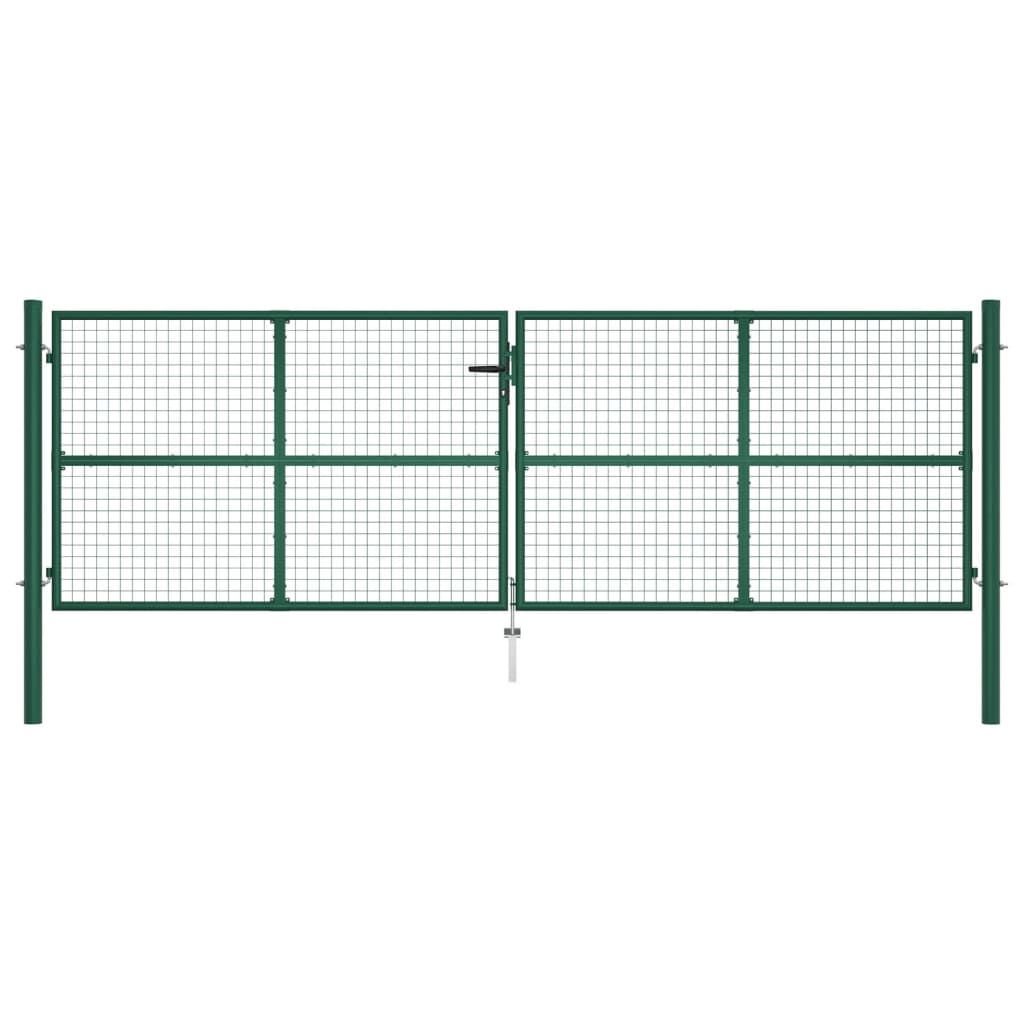 Hageport i stål med netting 400x125 cm grønn