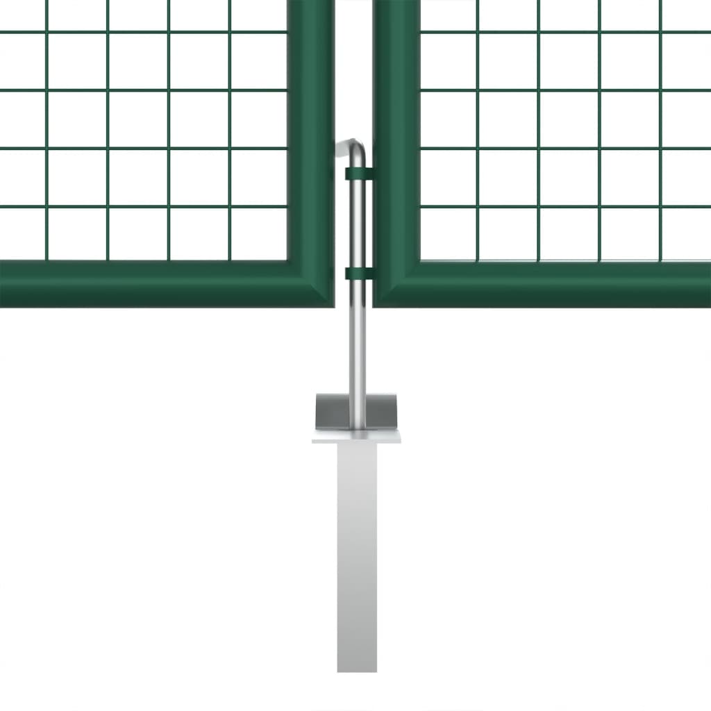 Hageport i stål med netting 400x125 cm grønn