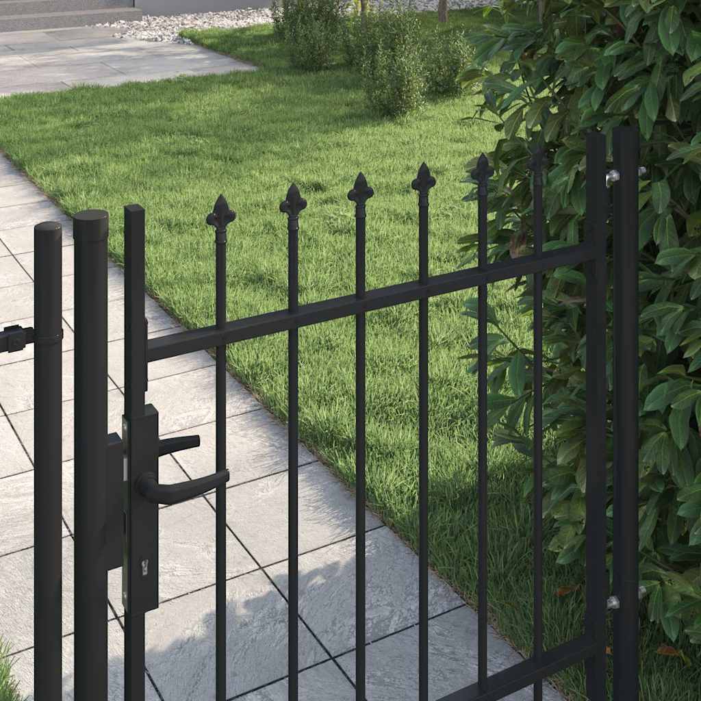 Gjerdeport BOXTEL Enkeldør med pigger på toppen av stål 1x1 m svart