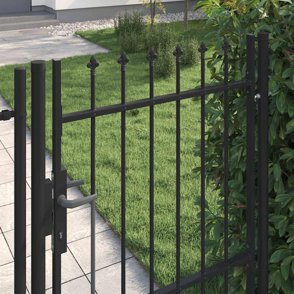 Gjerdeport BOXTEL Enkeldør med pigger på toppen av stål 1x1,5 m svart