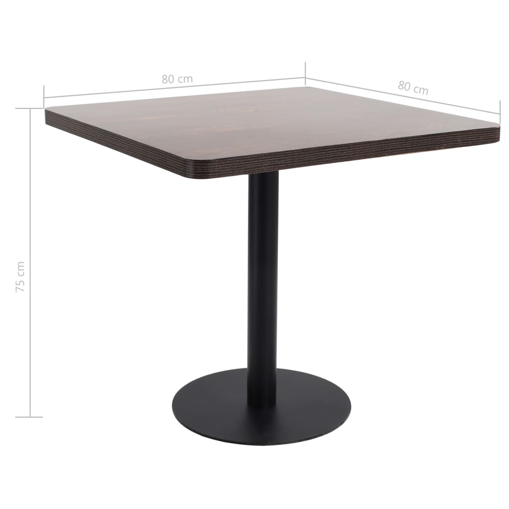 Bistrobord mørkebrun 80x80 cm MDF
