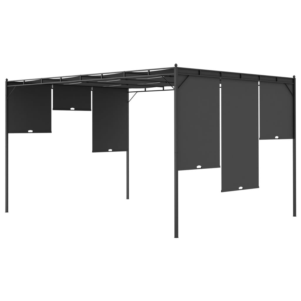 Hagepaviljong med sidegardin 4x3x2,25 m antrasitt