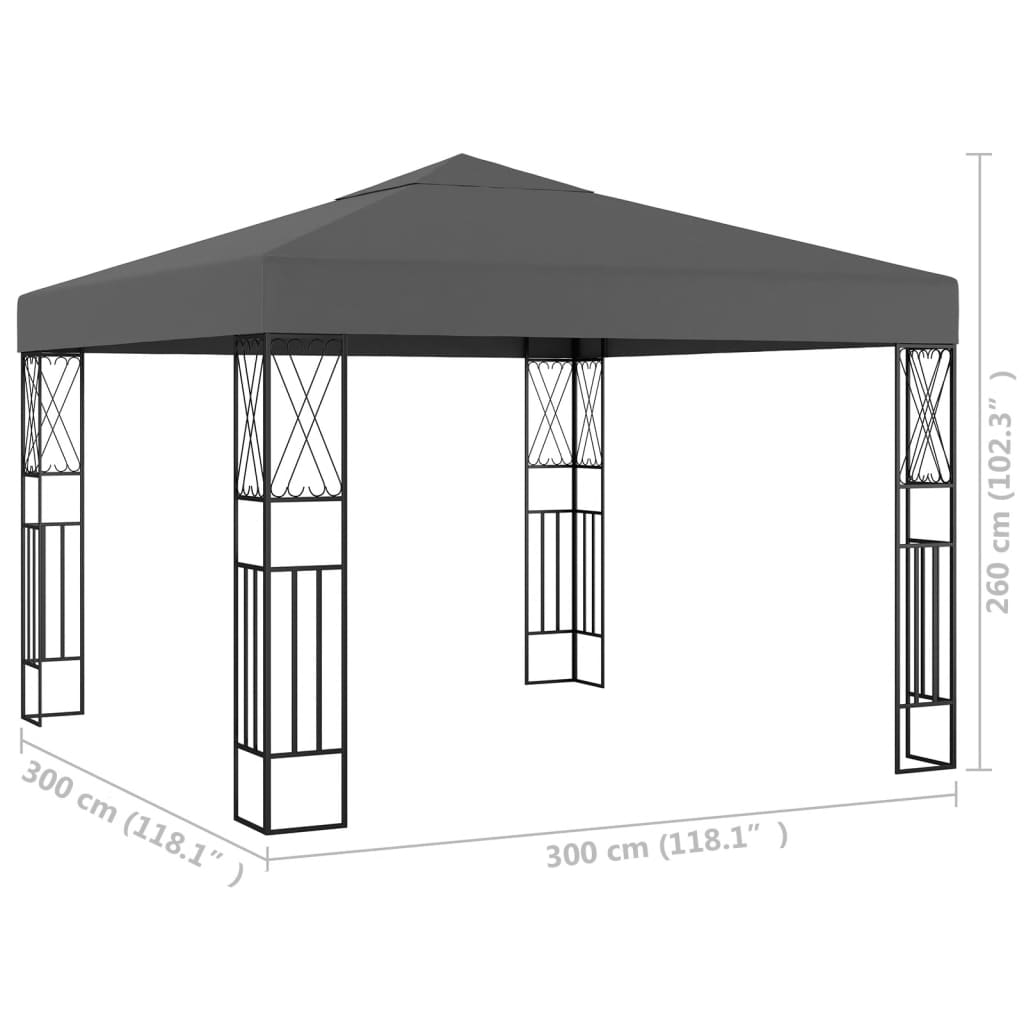 Paviljong 3x3 m antrasitt stoff