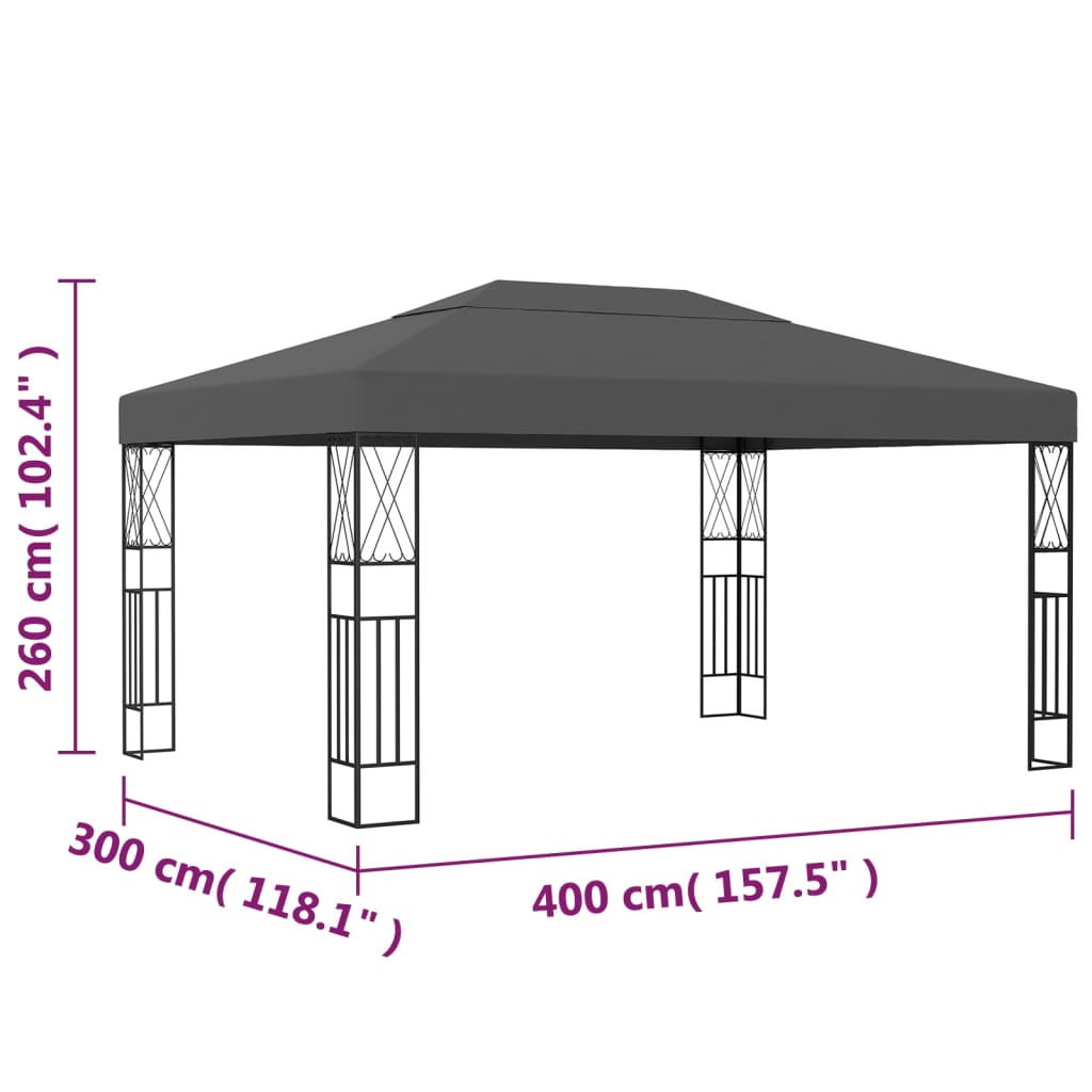 Paviljong 3x4 m antrasitt stoff