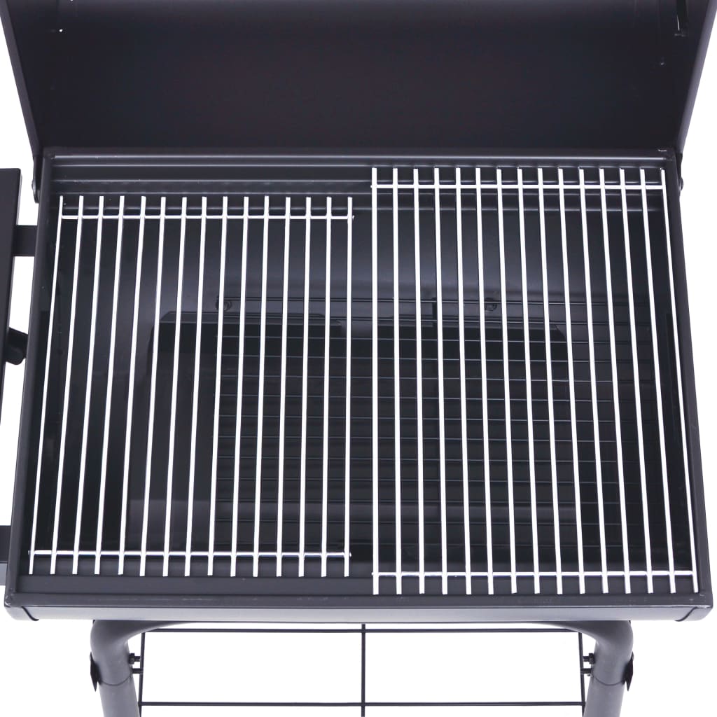 Røykgrill med bunnhylle kull svart