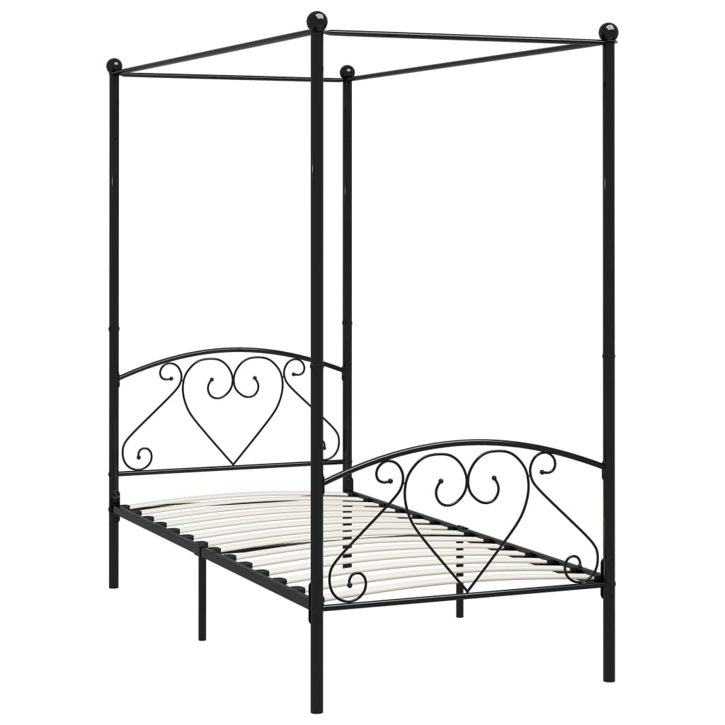 Himmelsengeramme svart metall 100x200 cm