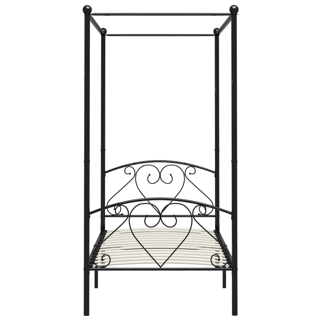 Himmelsengeramme svart metall 100x200 cm