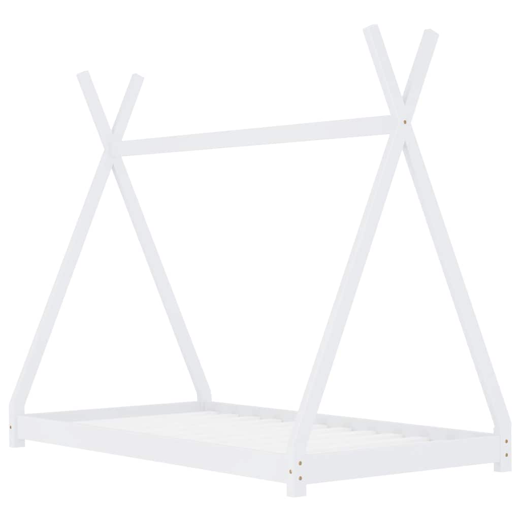 Sengeramme for barn heltre furu hvit 70x140 cm