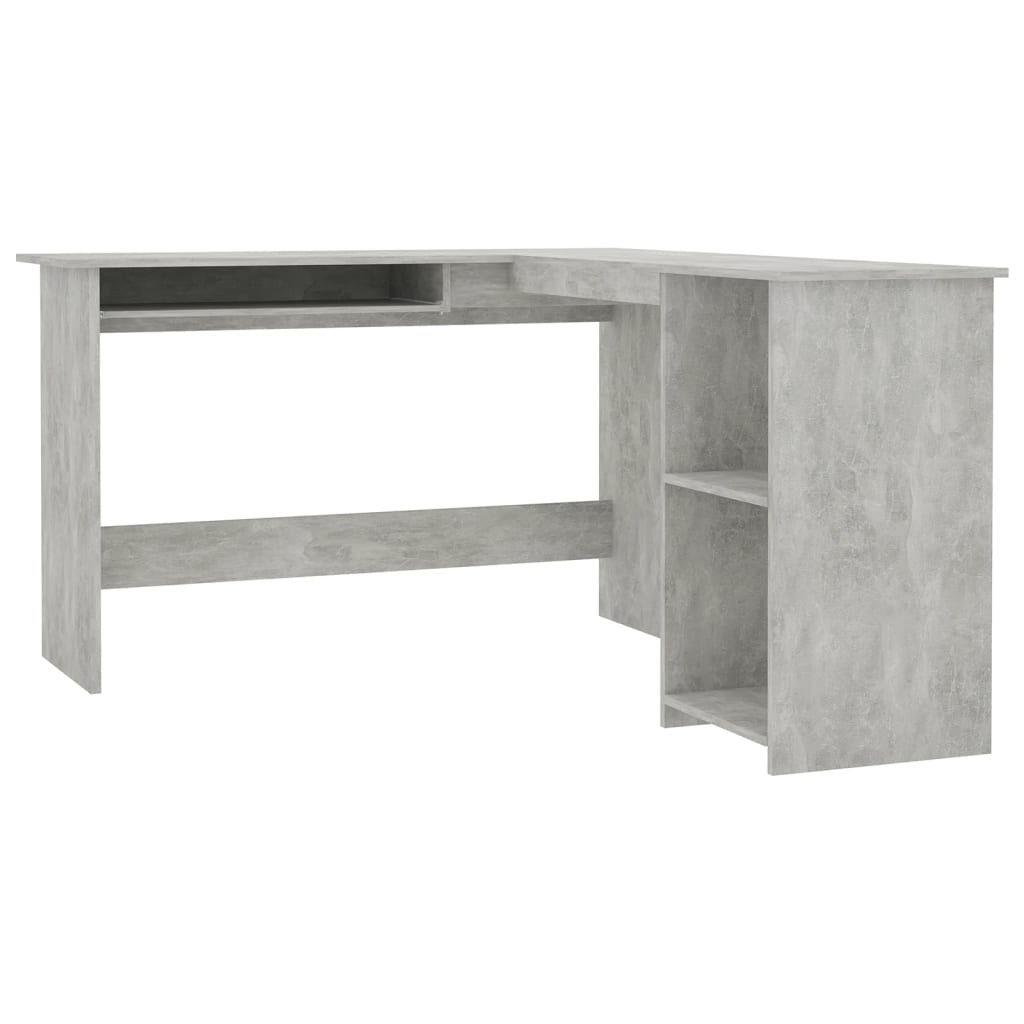 L-formet skrivebord betonggrå 120x140x75 cm konstruert tre