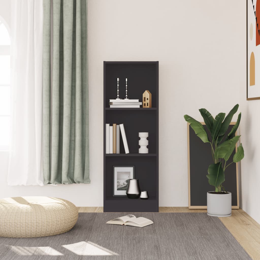 Bokhylle 3 nivåer hvit 40x24x109 cm konstruert tre
