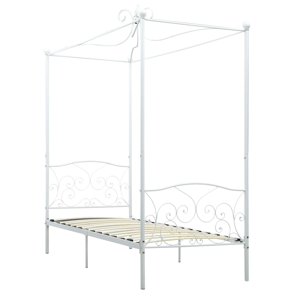 Himmelsengeramme hvit metall 100x200 cm