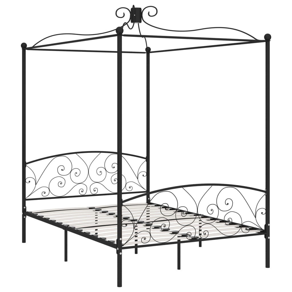 Himmelsengeramme svart metall 140x200 cm