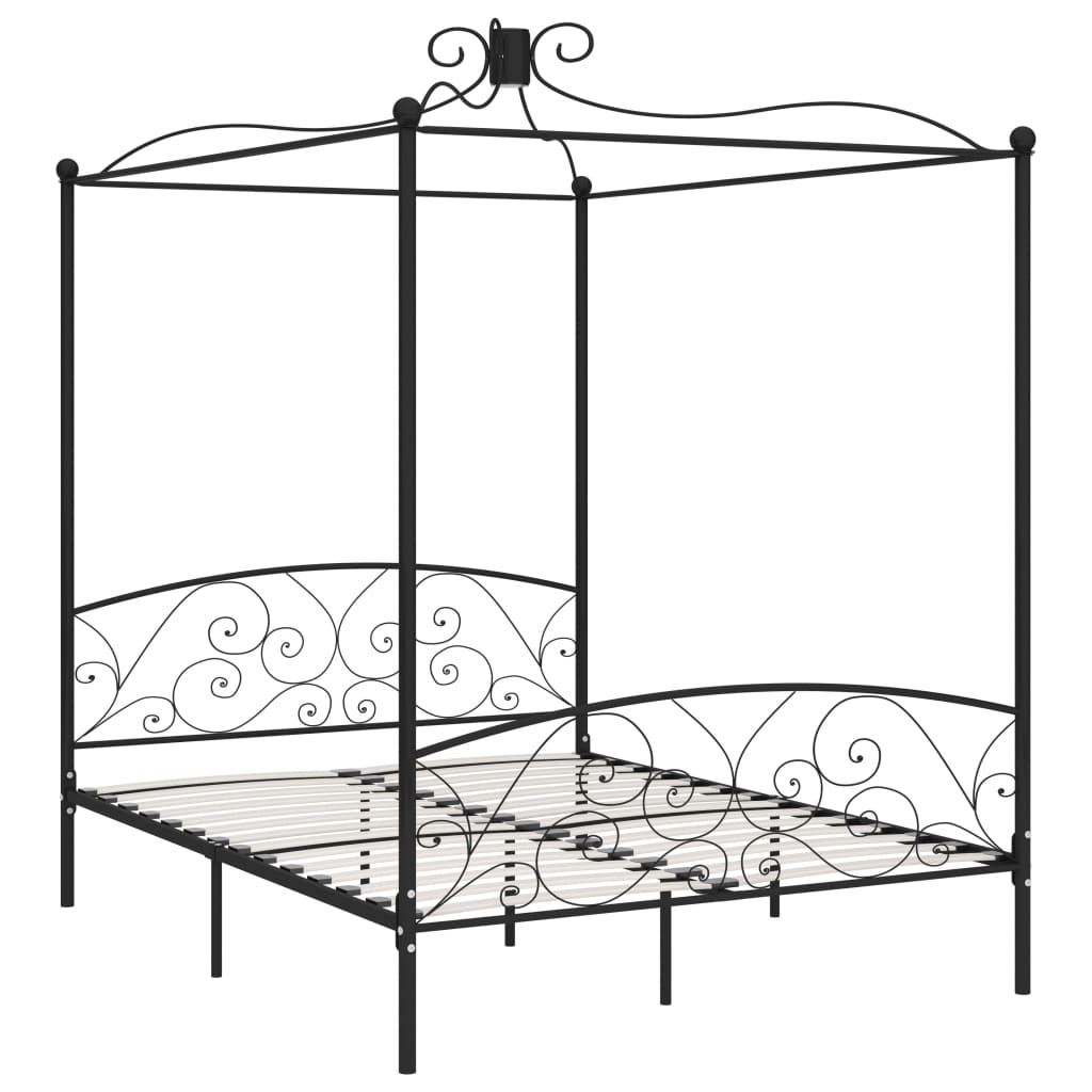 Himmelsengeramme svart metall 160x200 cm