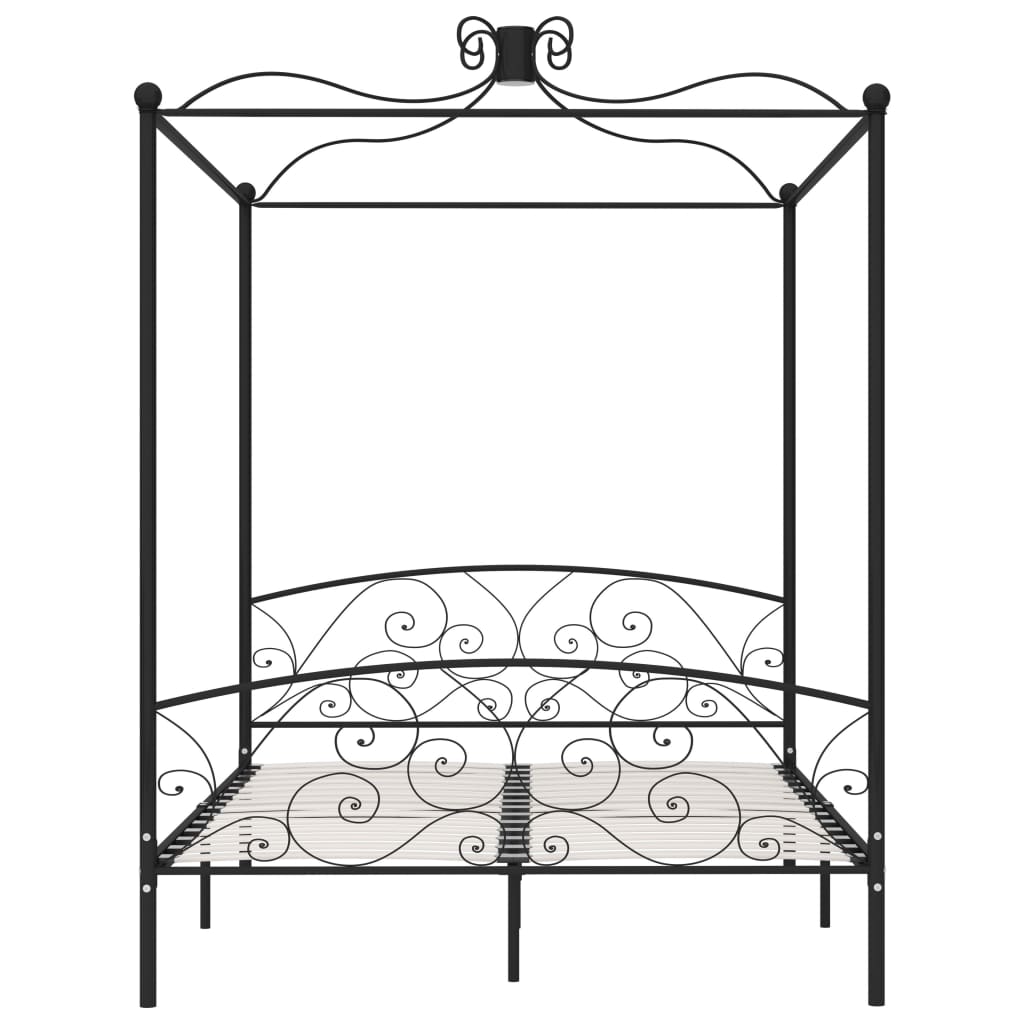 Himmelsengeramme svart metall 160x200 cm