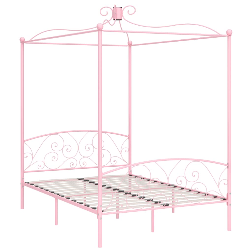 Himmelsengeramme rosa metall 120x200 cm