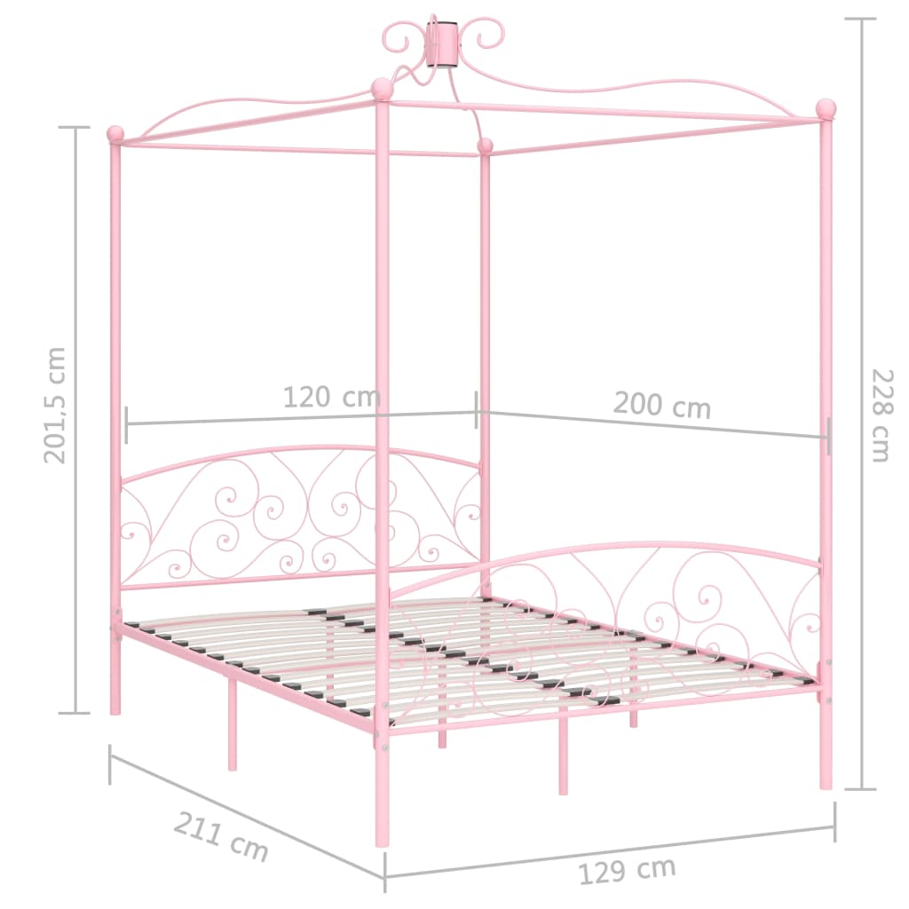 Himmelsengeramme rosa metall 120x200 cm