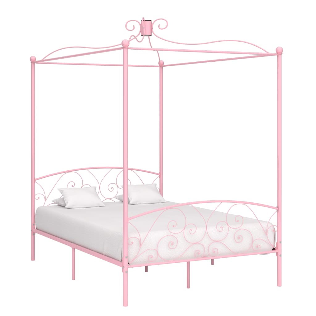 Himmelsengeramme rosa metall 140x200 cm