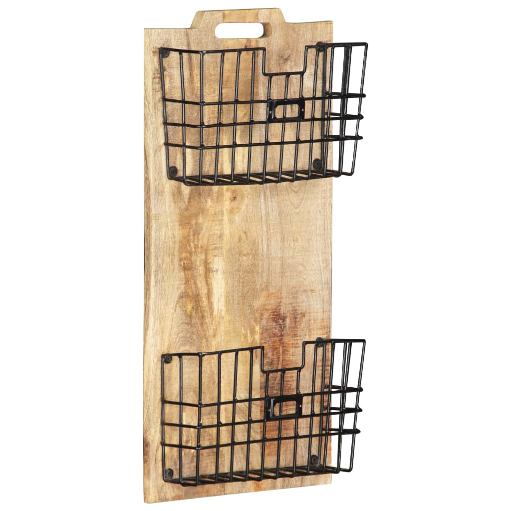 Vegghengt magasinstativ 33x10x67 cm heltre mango
