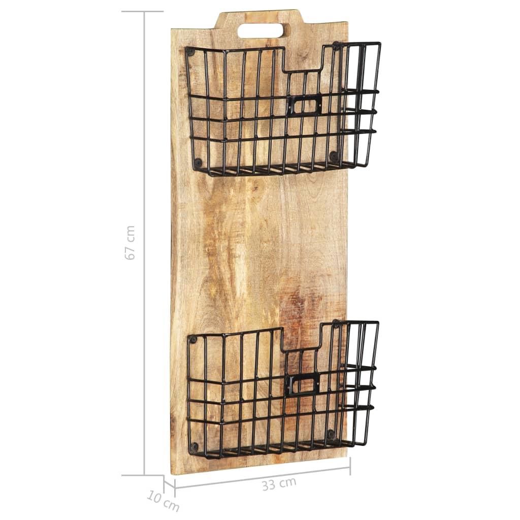 Vegghengt magasinstativ 33x10x67 cm heltre mango
