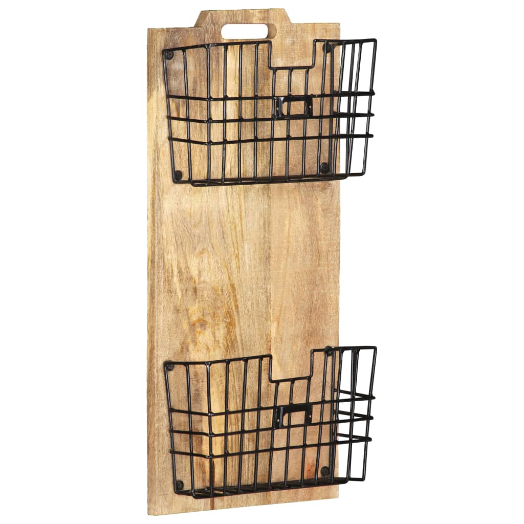 Vegghengt magasinstativ 33x10x67 cm heltre mango
