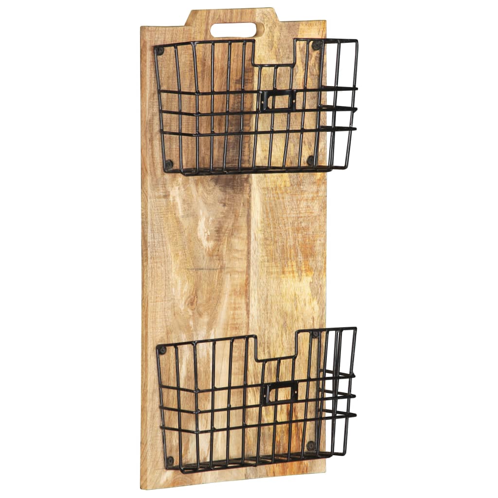 Vegghengt magasinstativ 33x10x67 cm heltre mango