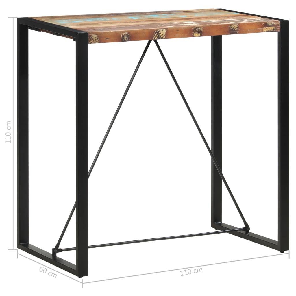 Barbord 110x60x110 cm gjenvunnet heltre
