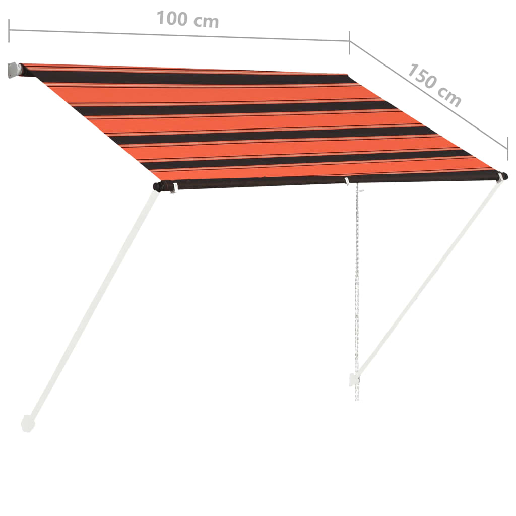 Uttrekkbar markise 100x150 cm oransje og brun