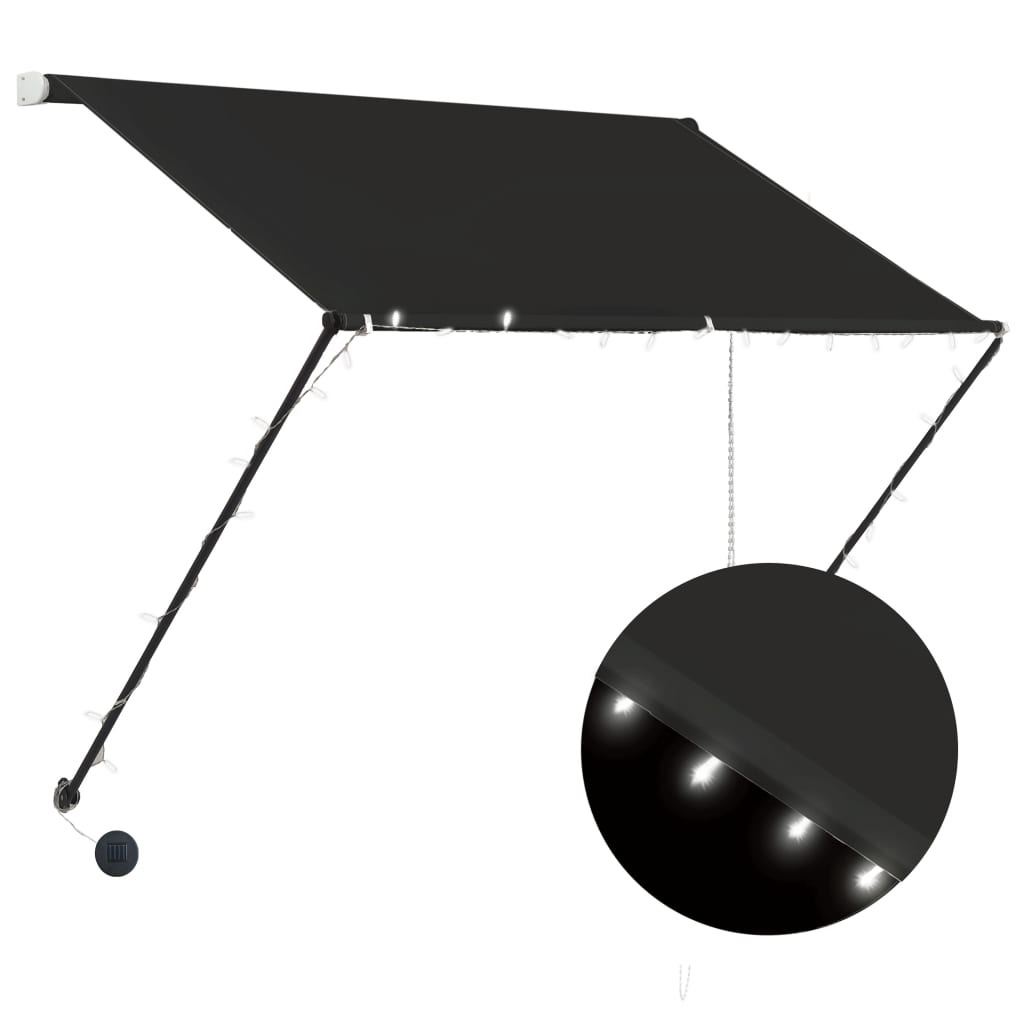 Uttrekkbar markise med LED 100x150 cm antrasitt