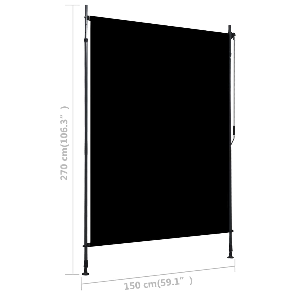 Utendørs rullegardin 150x270 cm antrasitt