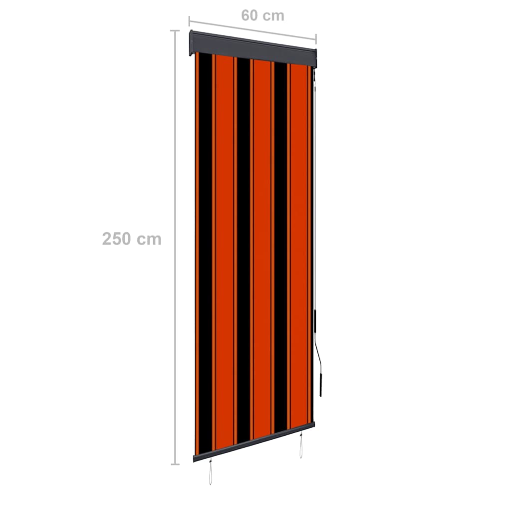 Utendørs rullegardin 60x250 cm oransje og brun