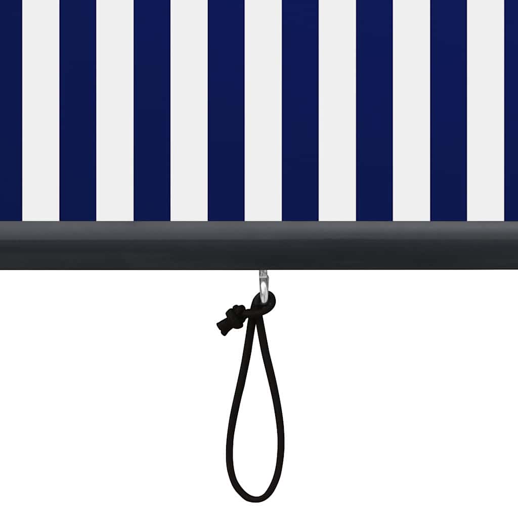 Utendørs rullegardin 120x250 cm blå og hvit vidaXL