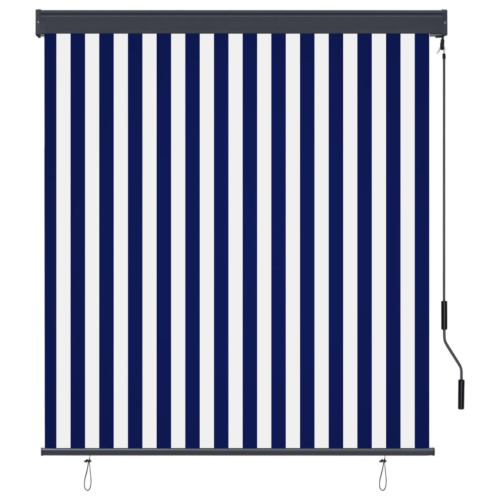 Utendørs rullegardin 140x250 cm blå og hvit