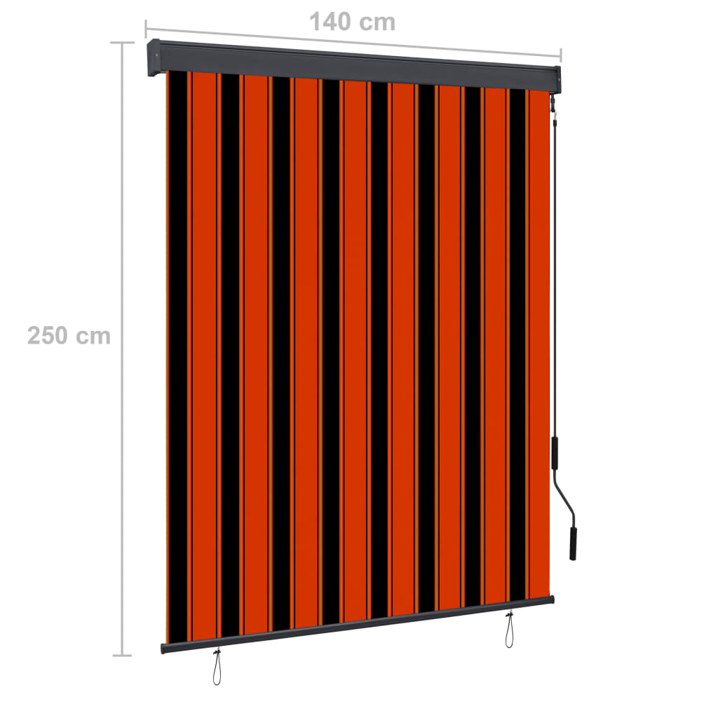 Utendørs rullegardin 140x250 cm oransje og brun