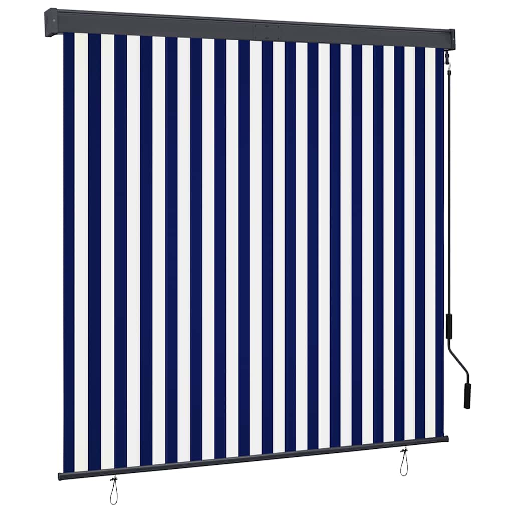 Utendørs rullegardin 160x250 cm blå og hvit