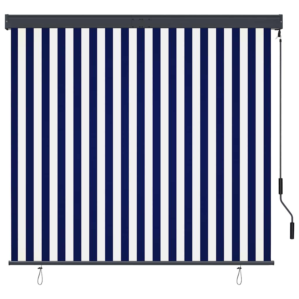 Utendørs rullegardin 160x250 cm blå og hvit