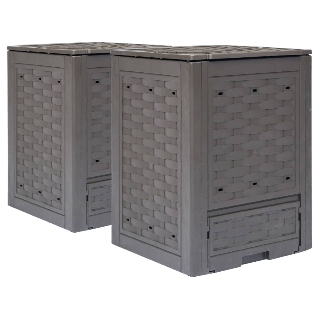 Kompostkasser 2 stk brun 60x60x83 cm 600 L plast rotting