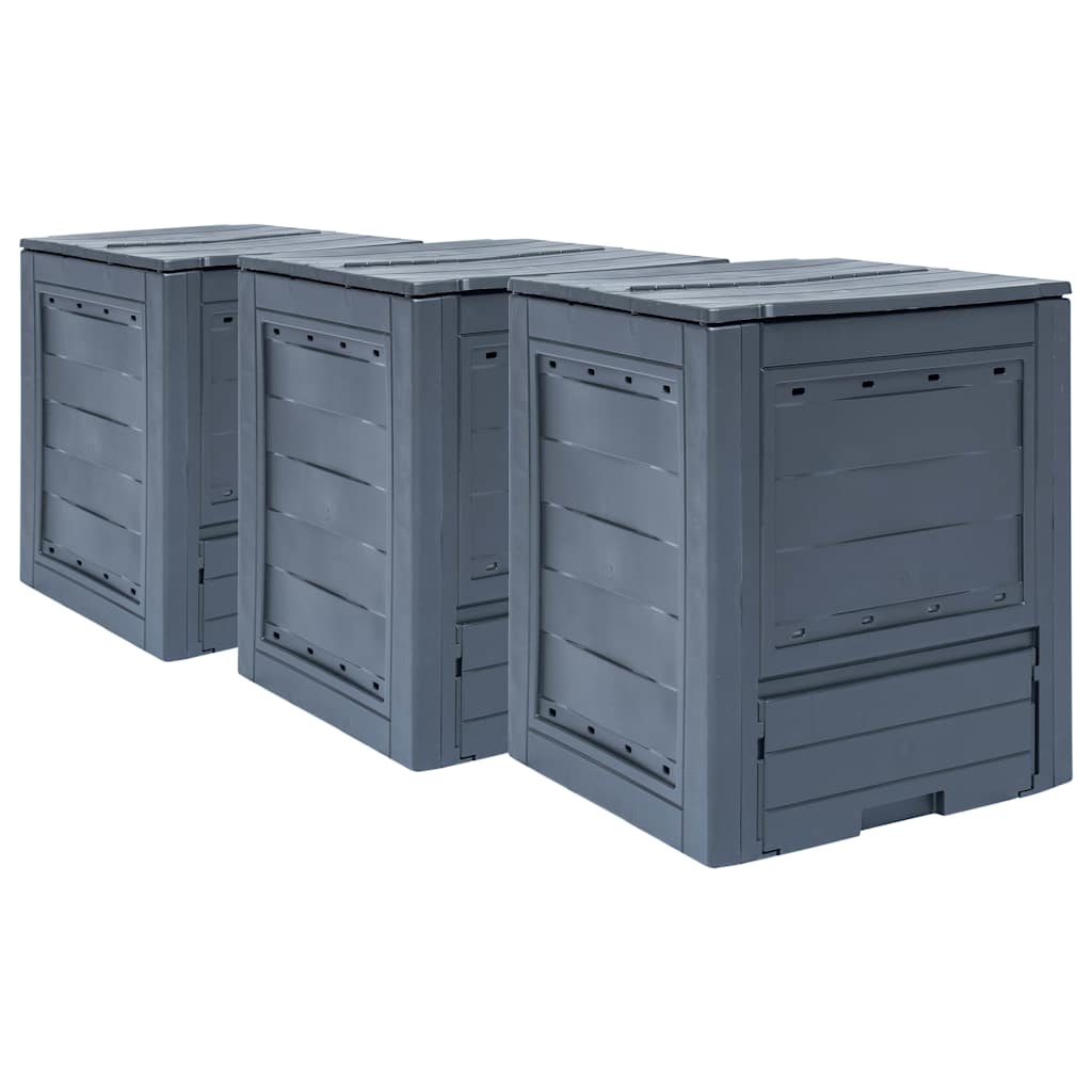 Kompostkasser 3 stk grå 60x60x73 cm 780 L vidaXL