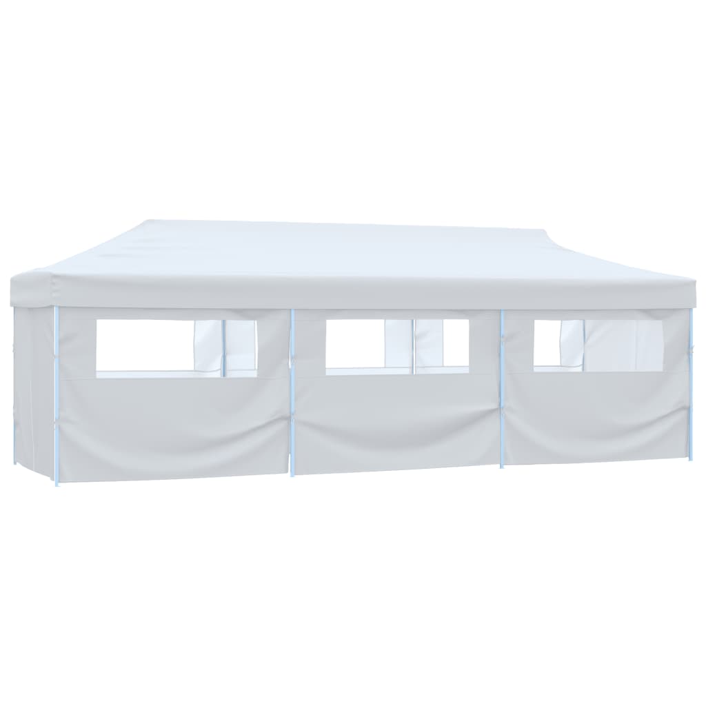 Sammenleggbart festtelt popup med 8 sidevegger 3x9 m hvit