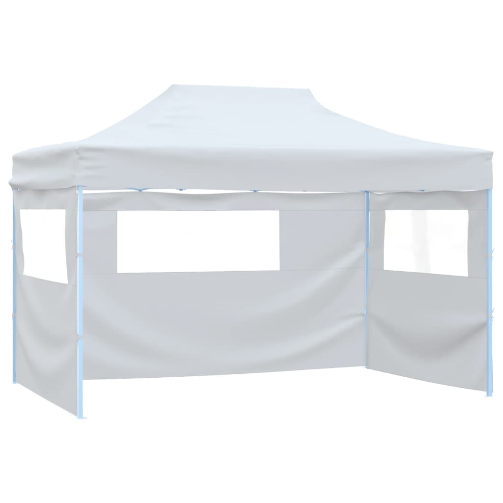 Sammenleggbart festtelt 3 sidevegger 280x410x315 cm stål hvit