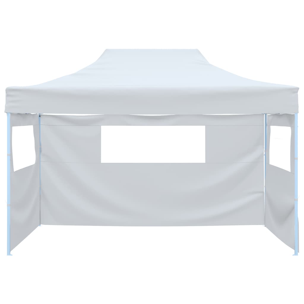 Sammenleggbart festtelt 3 sidevegger 280x410x315 cm stål hvit