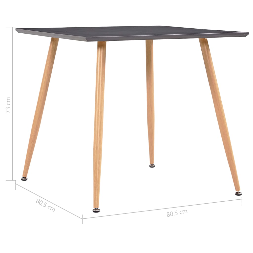 Spisebord grå og eik 80,5x80,5x73 cm MDF