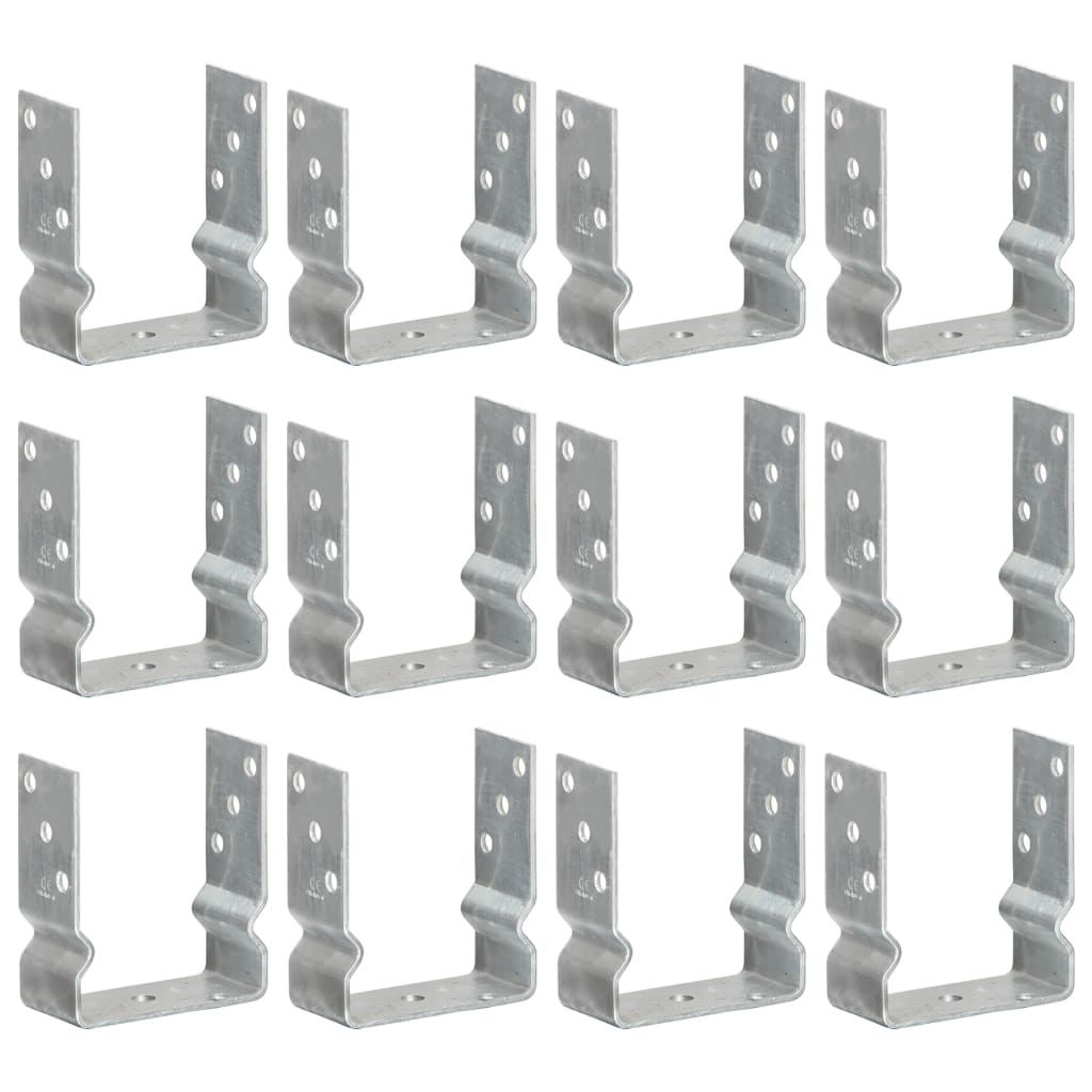 Jordspyd for gjerde 12 stk sølv 12x6x15 cm galvanisert stål vidaXL