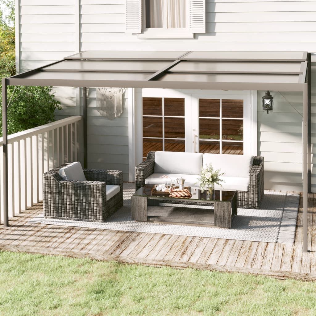 Paviljong med tak antrasitt 4x3x2,5 m aluminium og stål