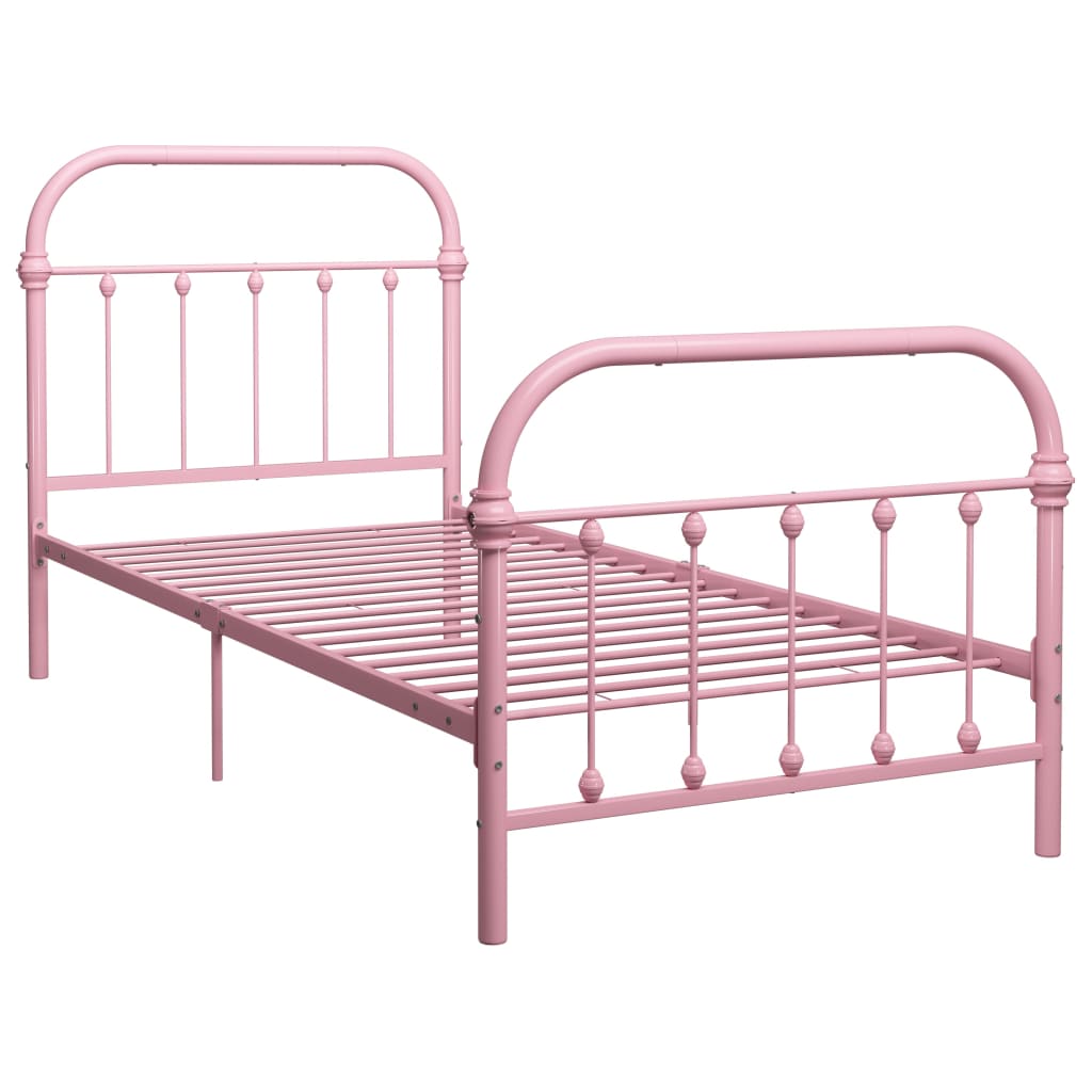 Sengeramme rosa metall 90x200 cm