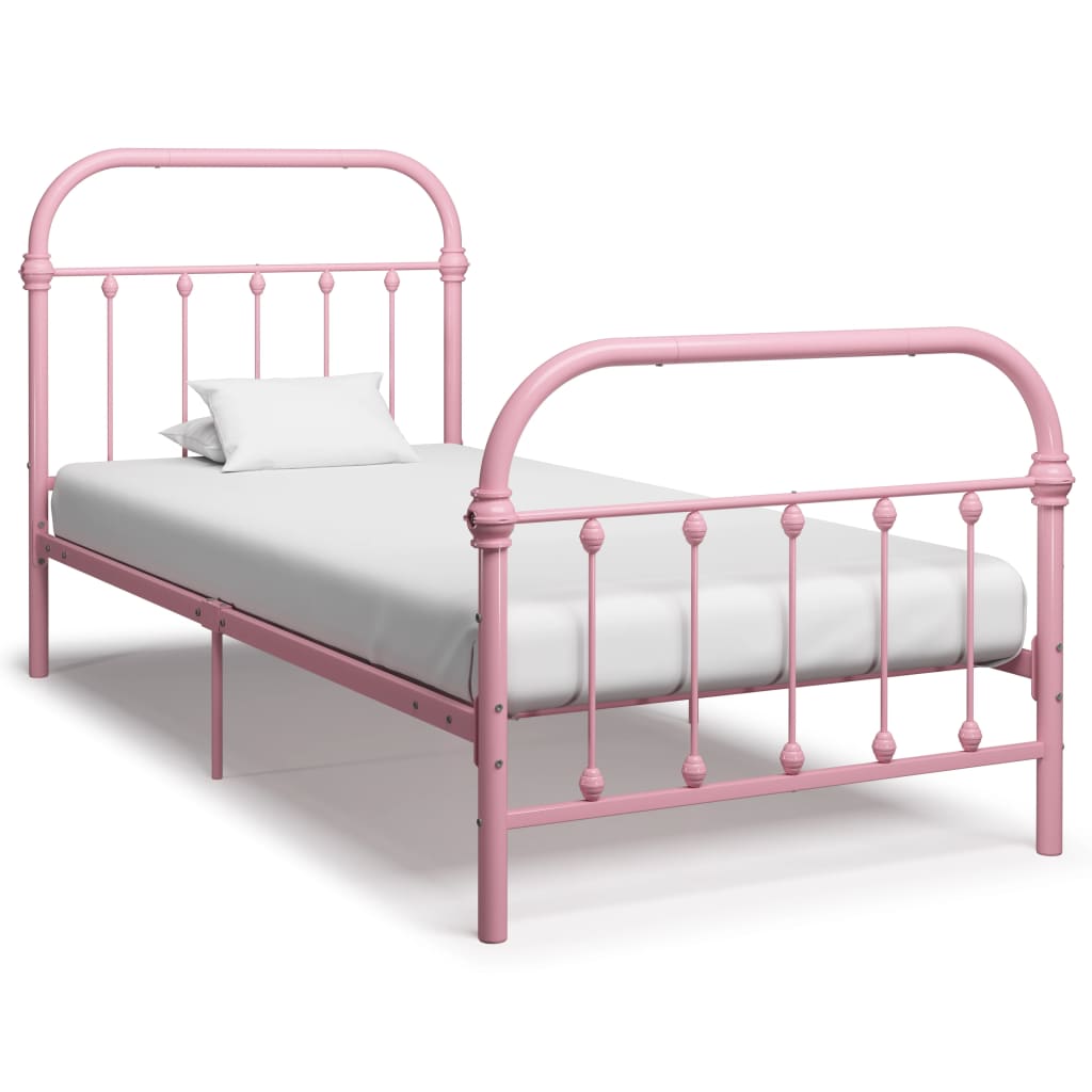 Sengeramme rosa metall 100x200 cm