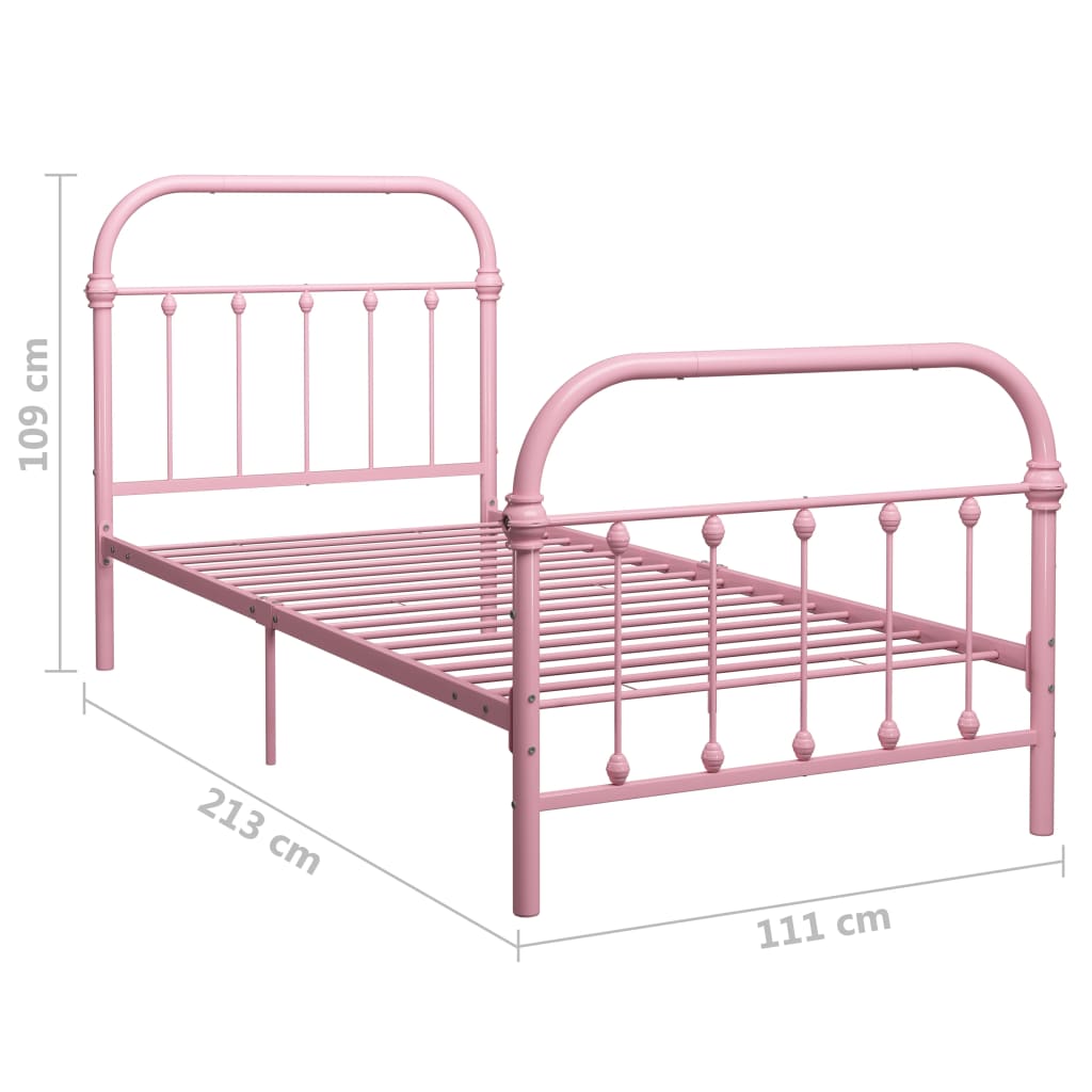 Sengeramme rosa metall 100x200 cm