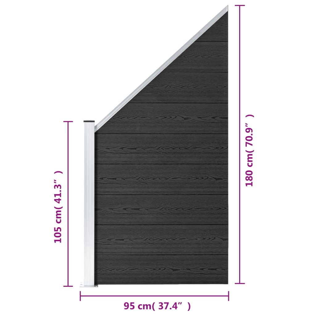Gjerdepanel WPC 95x(105-180) cm grå