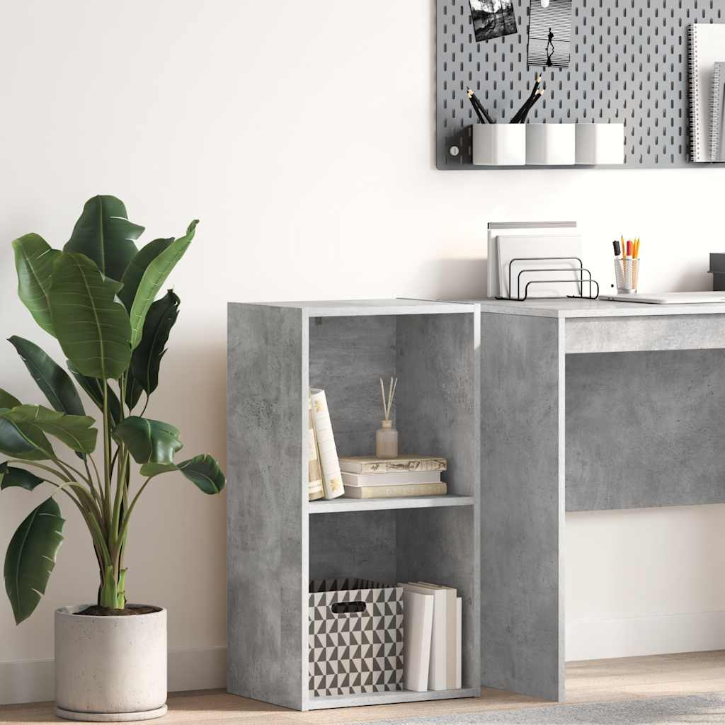 Bokhylle 2 nivåer betonggrå 40x30x76,5 cm konstruert tre